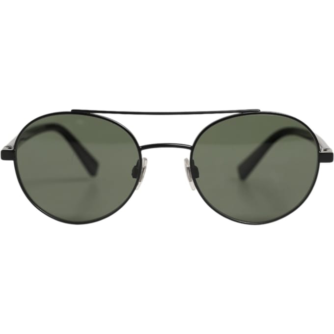 Matte Zwart Stalen Frame Grijze Lenzen Zonnebril