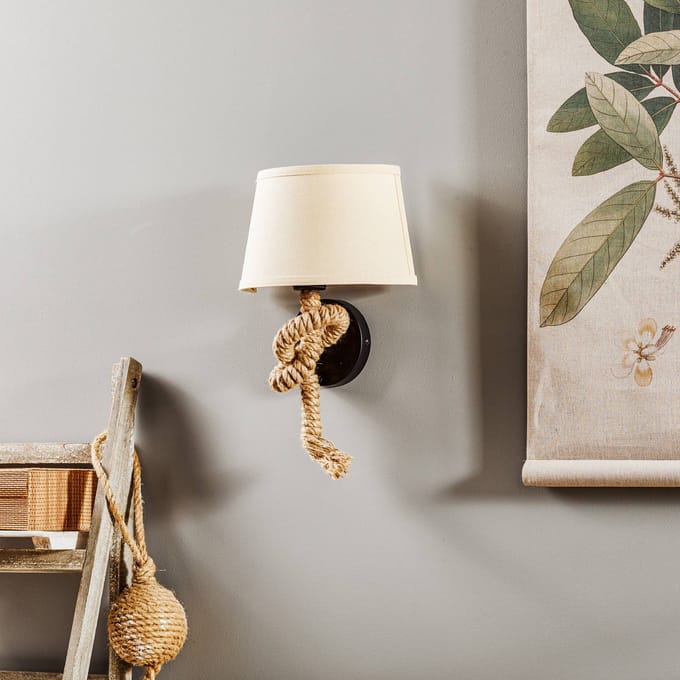 ONLI Wandlamp Corda met textiel kap en touw decor