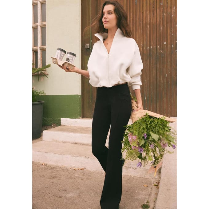 Stradivarius Cropped sweater met opstaande kraag  Ecru S