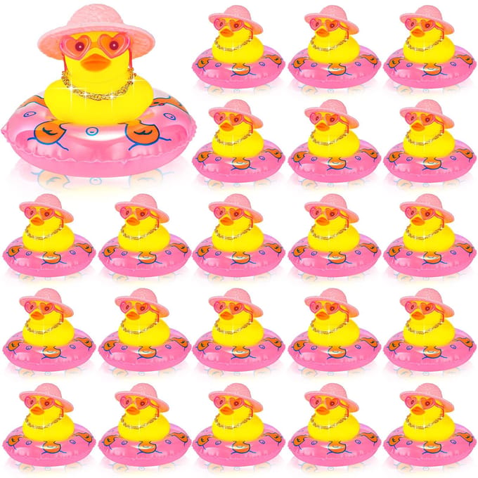6-60 Set Mini Rubberen Eendjes Grootverpakking Voor Kinderen Schattig Geel Eend Speelgoed Voor Dashboard Van Auto Badkuip Ornamenten pink