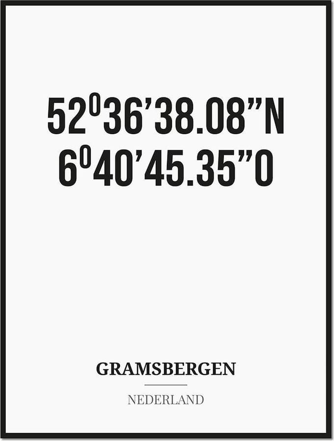 Poster/kaart GRAMSBERGEN met coördinaten