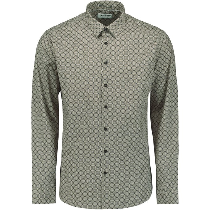 No Excess Shirt Stretch Allover Printed Clay Größe: M | Business hemden Outlet | Herren