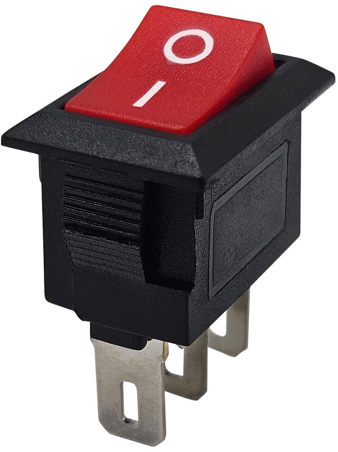 ProRide Mini Wipschakelaar ON/OFF KCD1-11 - 3-pins - 13x8mm - Rechthoek - 250V/3A - Rood