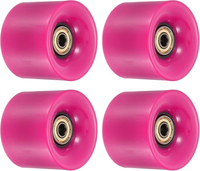 Set van 4 Longboard Wielen 60mm 80A met Lagers - Geschikt voor Skateboard en Cruiser