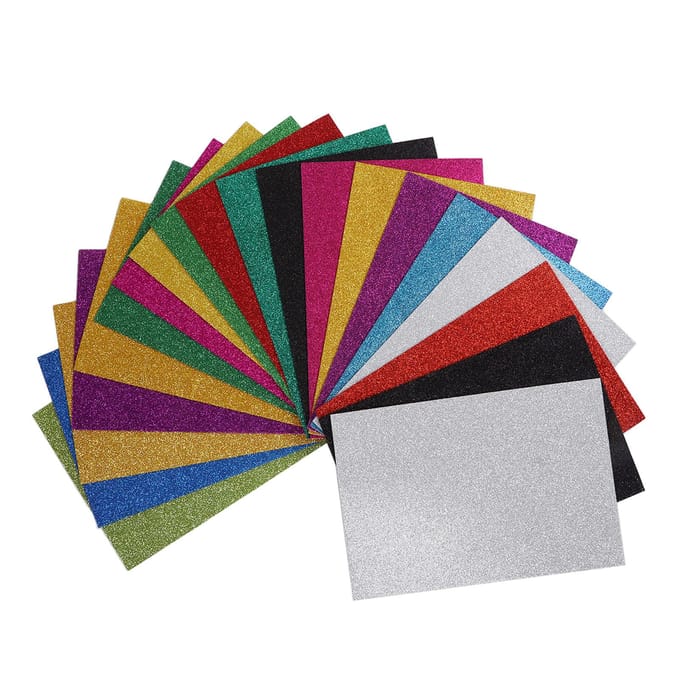 20 Vellen A4 Glitter Schuimplaatjes voor Kinderen 2 mm Snijdbaar Knutselen DIY Enkelzijdig Zelfklevend black