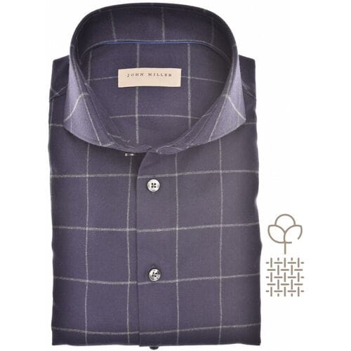 John Miller Overhemd Large Check Soft Cotton Flanel Check Navy / male