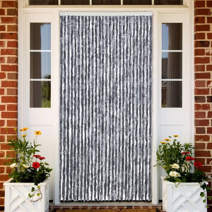 vidaXL - Vliegengordijn - 118x220 - cm - chenille - zilverkleurig