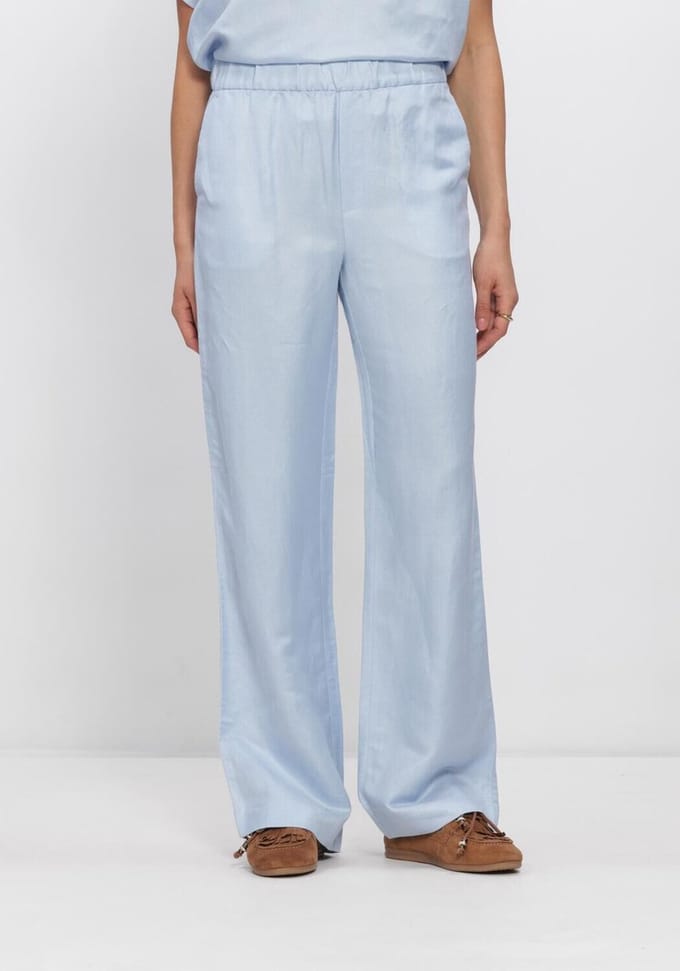 Minus Mssabbi Linen Pant Broeken Dames - Lichtblauw - Maat 36