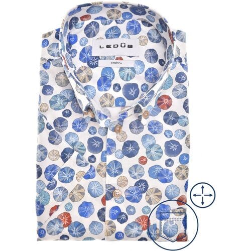 Ledûb Overhemd Natural Inspired Leaf Pattern Blauw / male