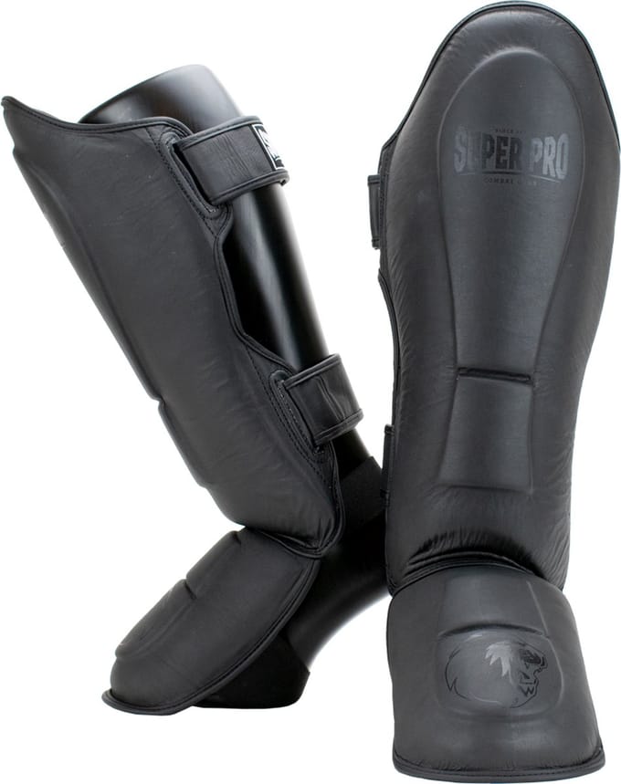 Super Pro Combat Gear Lederen Scheenbeschermer Guardian Grijs Medium
