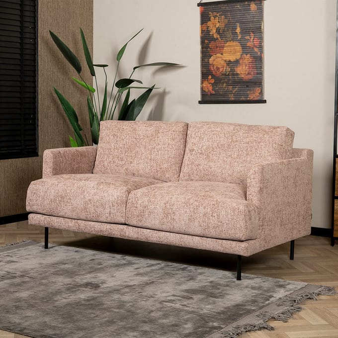 Bronx71® 2,5-zits bank Denver roze stof chenille