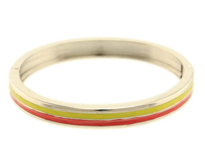 Behave - Bangle zilverkleur met rood geel accent - Zomerse statementstijl
