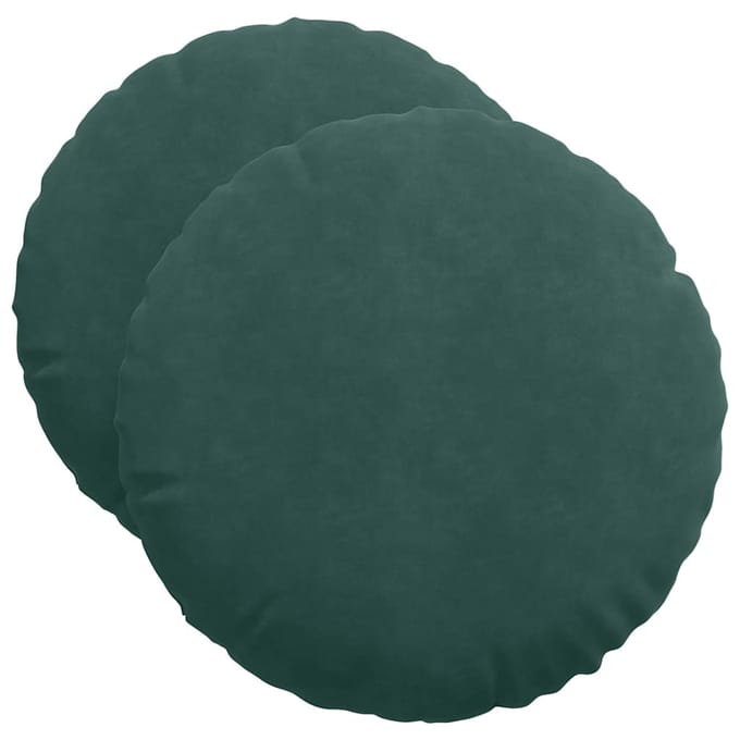 vidaXL - Zitkussens - 2 - st - Fluweel - Donkergroen - Ø50 - x - 19 - cm