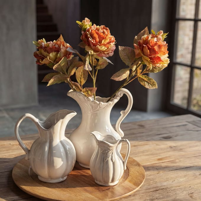 LOBERON Decoratieve bloem set van 3 Ambrayelle oranje/groen