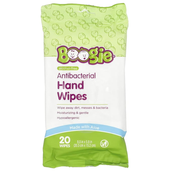 Lingettes antibactériennes Boogie Wipes, sans alcool, 3 paquets de 20 lingettes chacun yellow