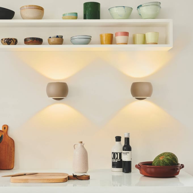 Nordlux Wandlamp Belir up/down met stekker, bruin