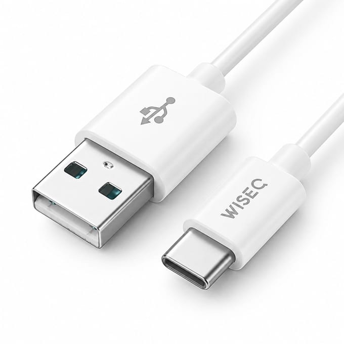 WiseQ USB-A naar USB-C Oplaadkabel en Datakabel – 1 Meter - Wit - Geschikt voor Samsung en iPhone