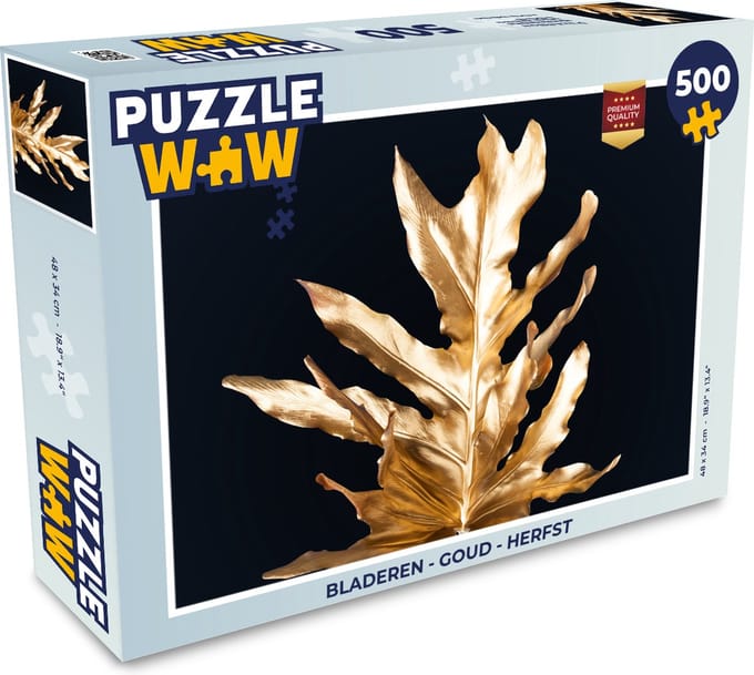 Puzzel Bladeren - Goud - Herfst - Natuur - Luxe - Legpuzzel - Puzzel 500 stukjes