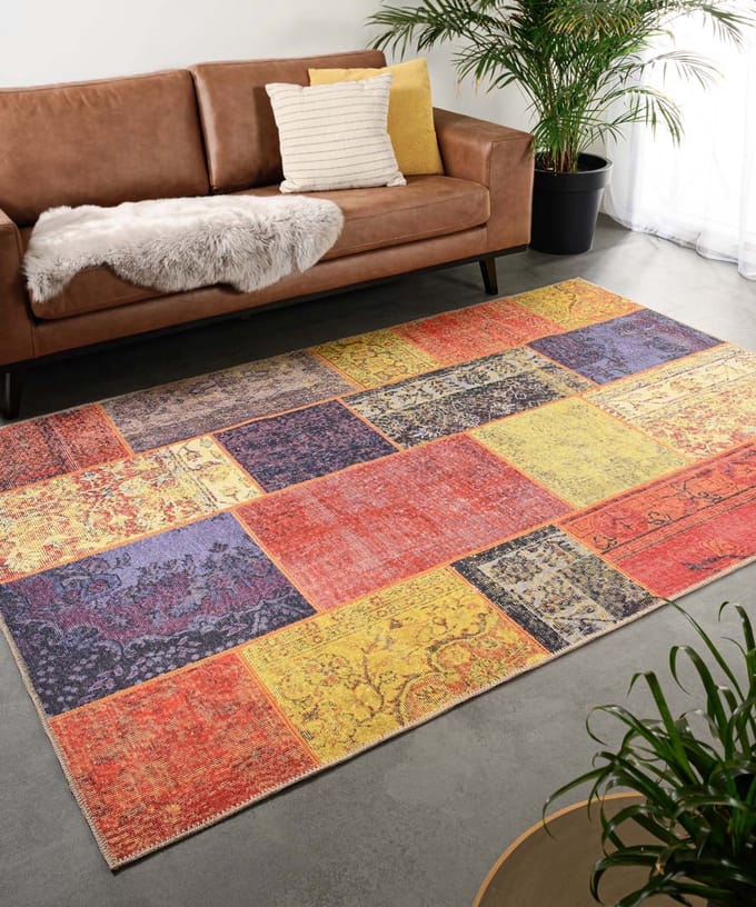 Patchwork vloerkleed - Fade Heritage rood/multi 230x330