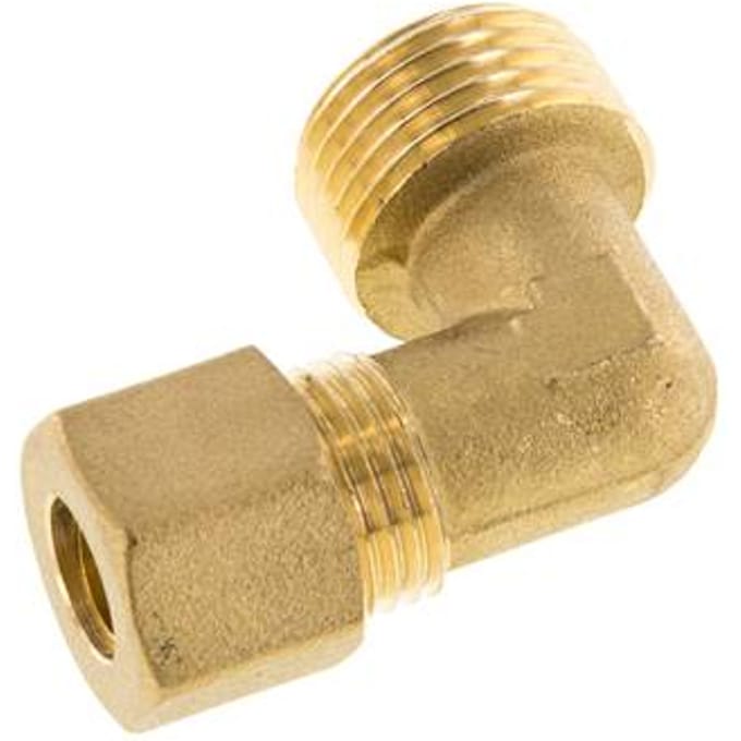 R 1/2'' Buitendraad x 10mm Messing L-Knelfitting 90 graden 95 Bar DIN EN 1254-2