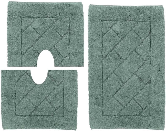 Badkamertapijt - Badmat Set - Voeten Drogen - Antislip Onderkant - Set 3 Pezzi - Groen