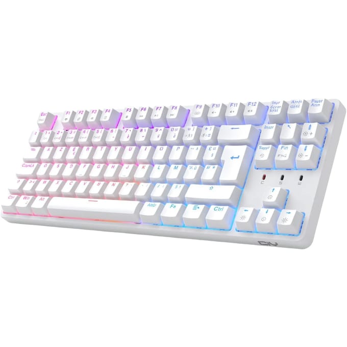 TKL AZERTY Mechanisch gamingtoetsenbord Hot Swap Wit RGB, Bedraad PC-schakelaar USB Compact Frans