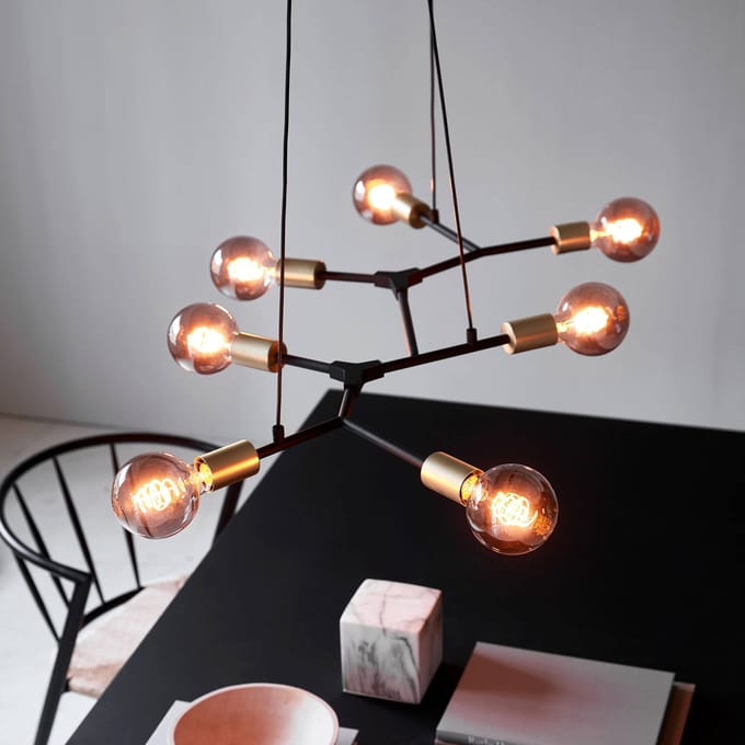 Nordlux Josefine Hanglamp - 7-lichts E27 - Zwart/Messing
