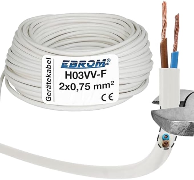 Kunststof Slangleiding 2x0,75 mm² - Wit, Diverse Lengtes van 5m tot 250m