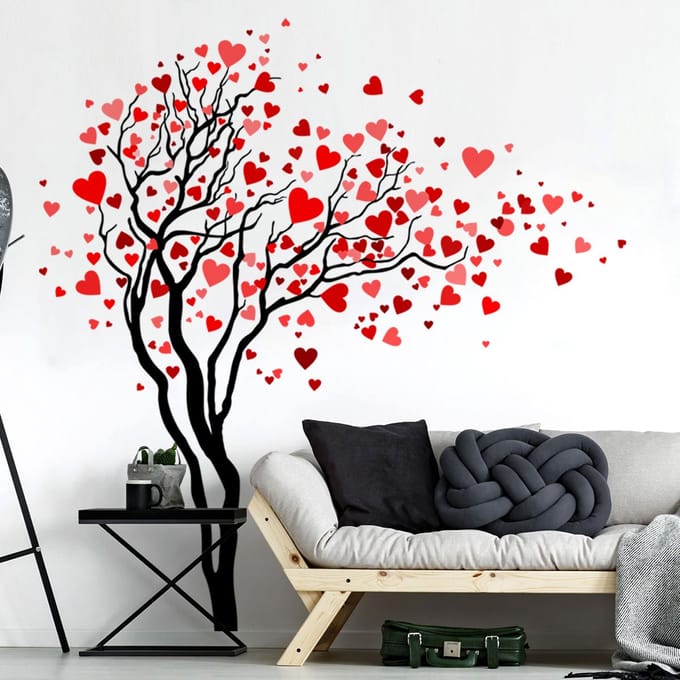 Muurstickers - Hartenboom - Transparante achtergrond - 50x60cm