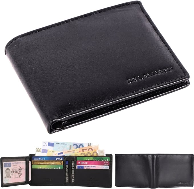 DE LAMASSU® (Emory) RFID Portemonnee – Echt Leer – Slim & Compact – 10 Pasjes – Unisex – Luxe Geschenkverpakking