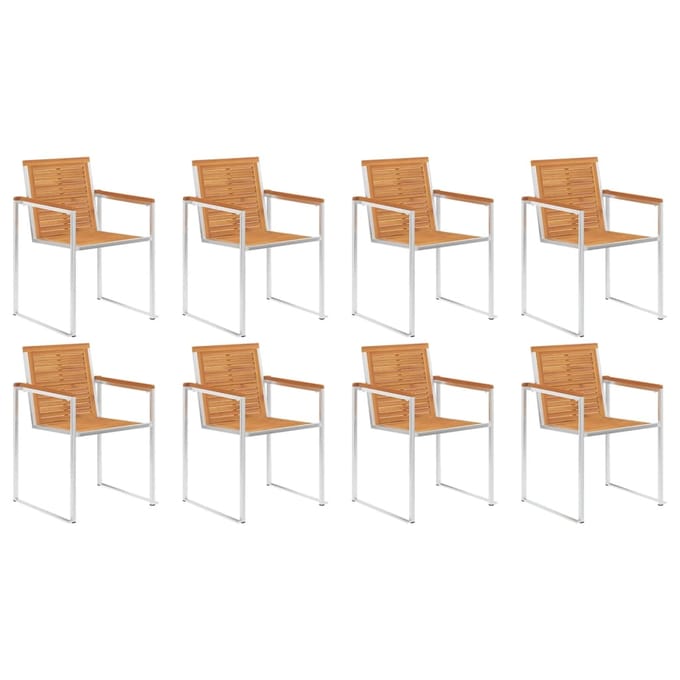 vidaXL - Tuinstoelen - 8 - st - met - kussens - massief - acaciahout