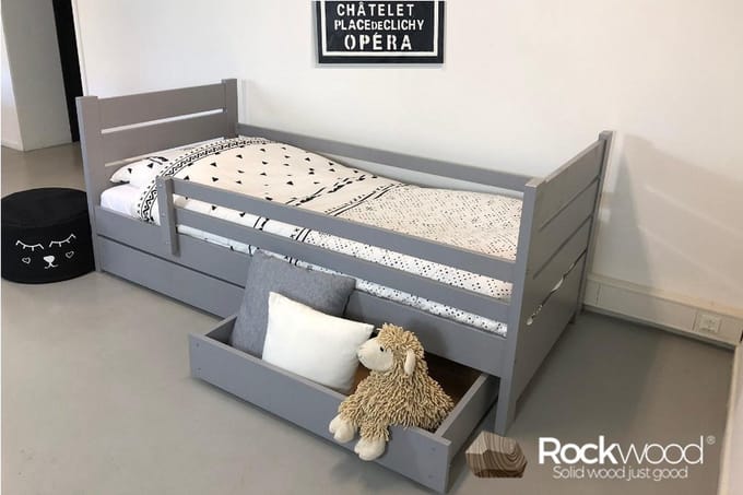 Rockwood® Kinderbed Milly en Mo Grijs met lattenbodem, matras en bedtextielpakket