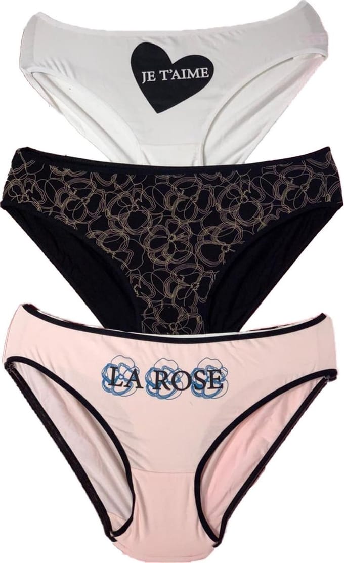 VANILLA – Dames ondergoed, dames slip – 3 pack - Egyptisch katoen – Print: Multicolor – M – Bi3434