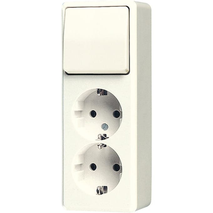 Jung Ap600 Dubbele Stopcontact Schakelaar Combinatie Wit - 626A - E3VTD