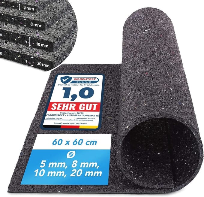 Antitrillingsmat voor wasmachines en luidsprekers - Op maat te snijden, 60 x 60 cm, 20 mm
