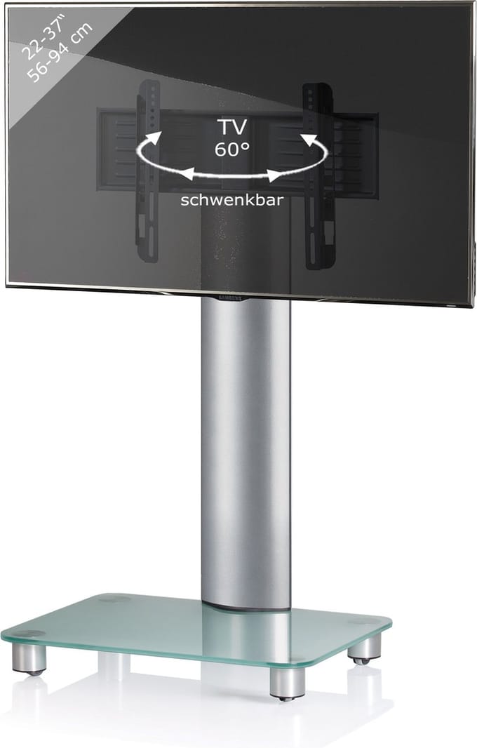 Universele TV VESA standaard Televisierek aluminium glas oprolbare wielen Bilano