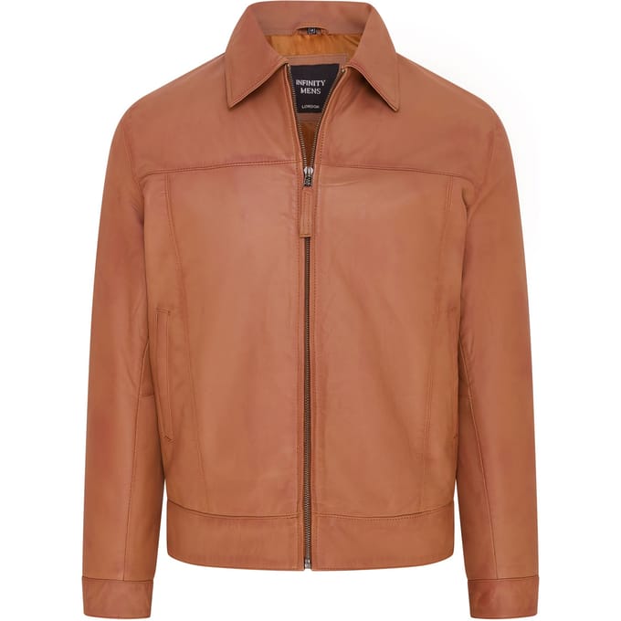 Heren bruin retro klassiek leren Harrington bikerjack - Drammen