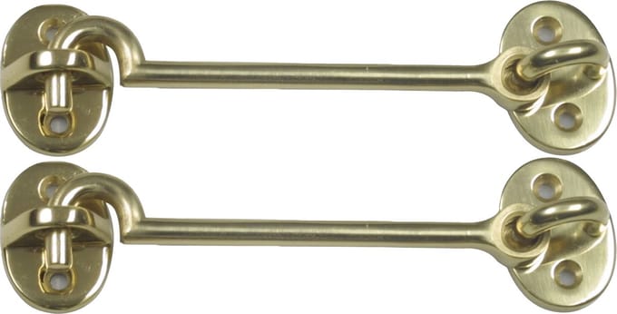 AMIG windhaak / windhaken - 2x - messing - goudkleur - L10 cm - D5 mm - met schroefoog