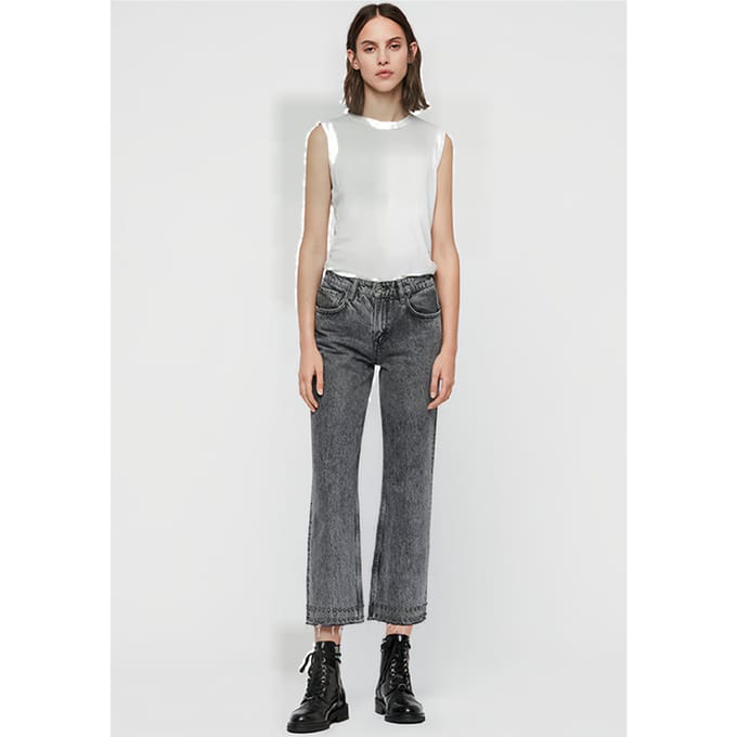 AllSaints Ava Stud Hem Jean Washed Black Taglia: W24 | Pantaloni larghi Outlet | Donna | Nero