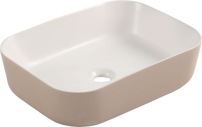 Differnz Waskom Zena - Keramiek - Vierkant - Beige/wit - 48x37,5x12,5cm