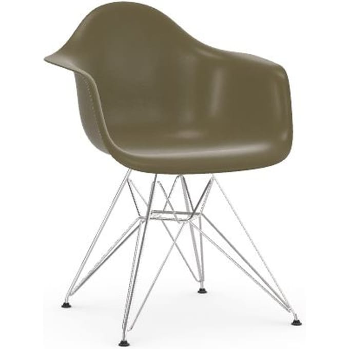 Vitra Eames Fiberglass Chair DAR - Raw Umber - glanzend chroom