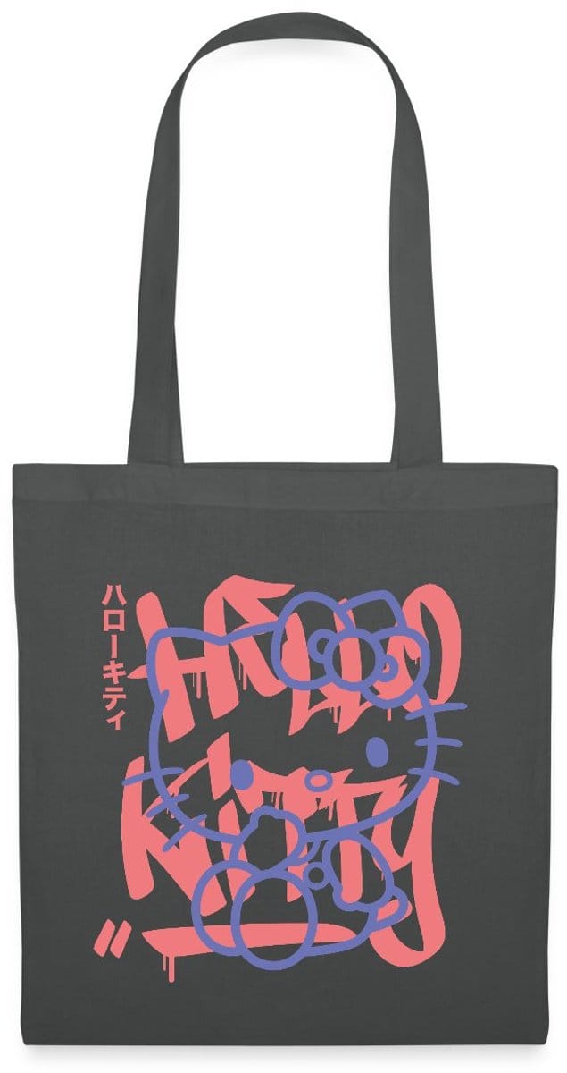 Hello Kitty Met Graffiti-Stijl Lettertype Tas Van Stof Schoudertas