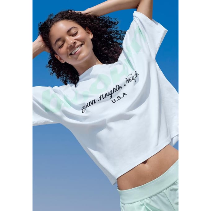 Stradivarius Oversized T-shirt met tekstprint  Pastelgroen M