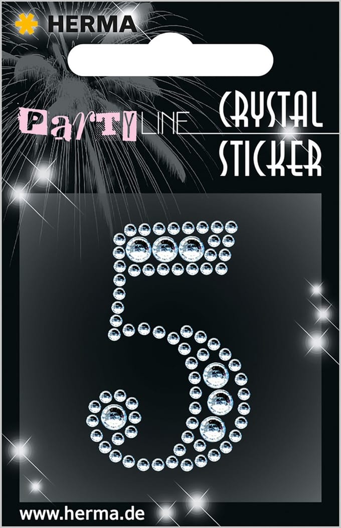 Stickers strass steentjes cijfer 5