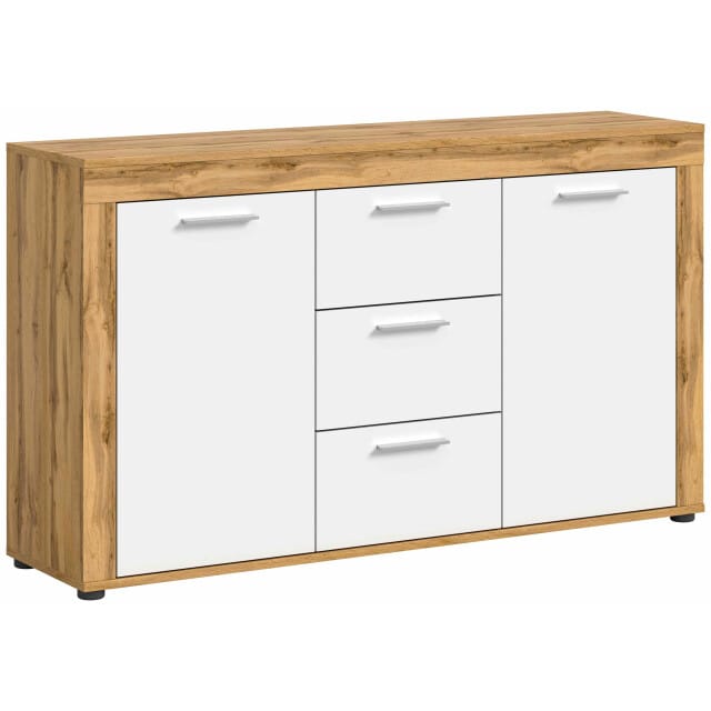Jam dressoir wit melamine Wotan eiken NB - 35x125x80cm