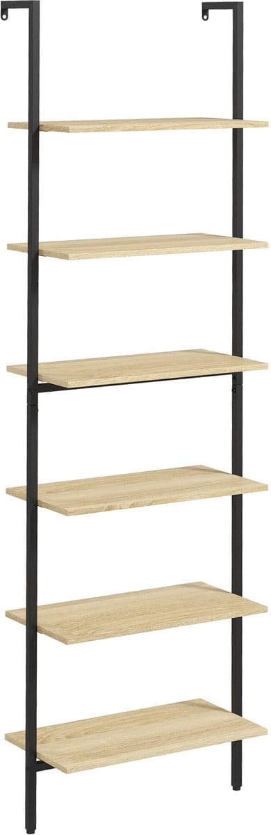 HOMCOM-Opbergplank-Spaanplaat-60x30x206cm-Natuurlijk hout