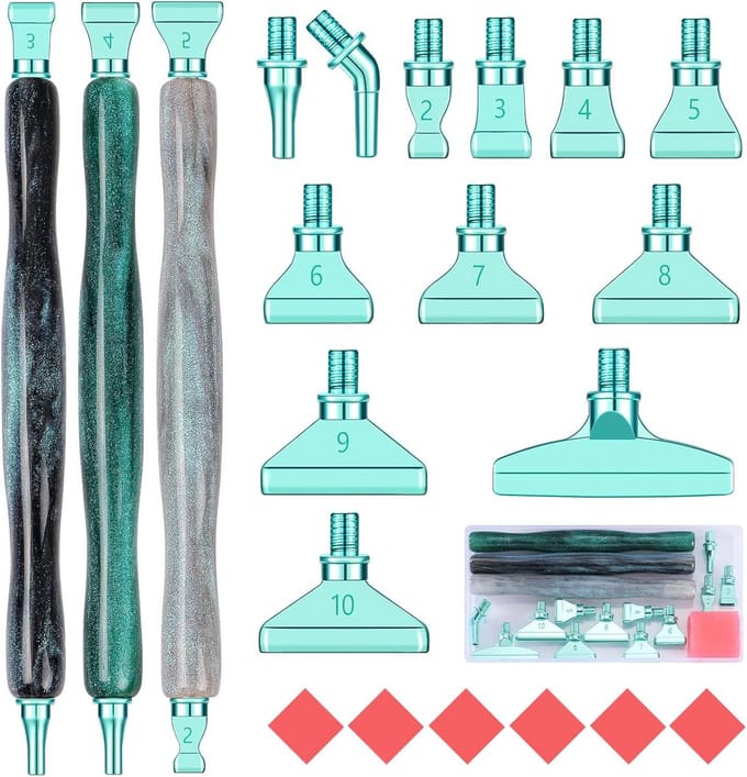 Diamant Schilderen Accessoires Set: Glitter Pennen & Metalen Schroefdraad Tips voor Diamond Art