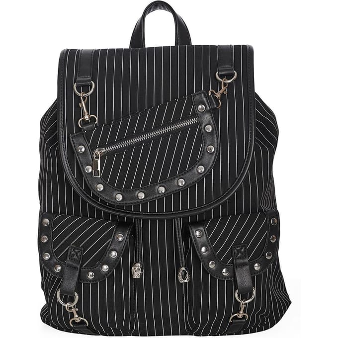 Banned - Gothic Rugtas - Black Core Pinstripe - voor Vrouwen - zwart