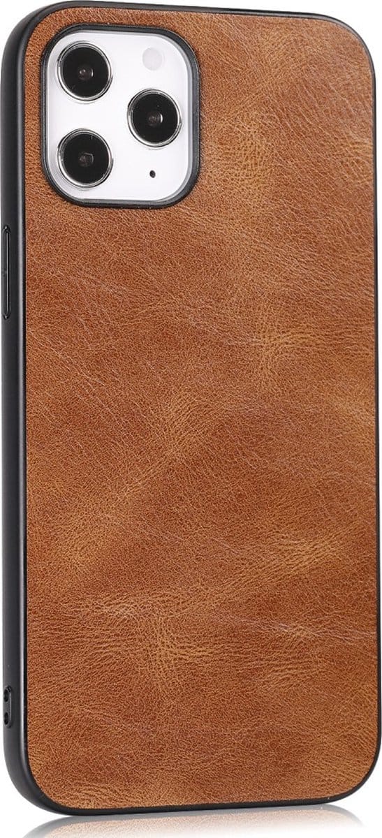 Peachy Leather Look kunstleer hoesje geschikt voor iPhone 12 Pro Max - bruin