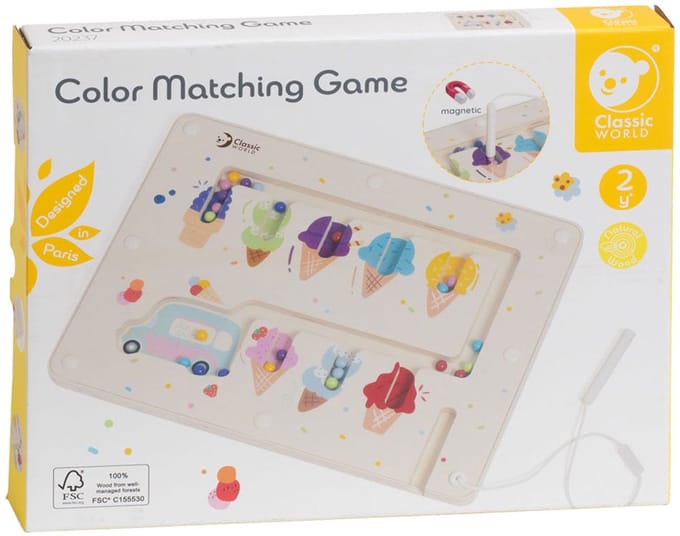 Classic World houten educatief kleuren match spel ijsjes magnetisch.